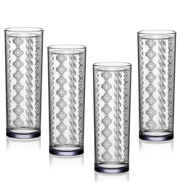 BarConic® Collins Glass - Silver Aztec Pattern - 9.5 ounce For Cheap