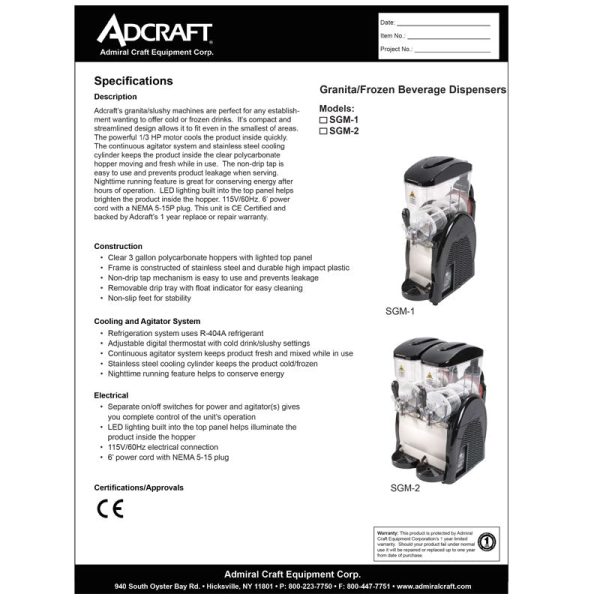 Adcraft Granita Slush Machine - Double Hopper - 6 gallons Discount - Image 2