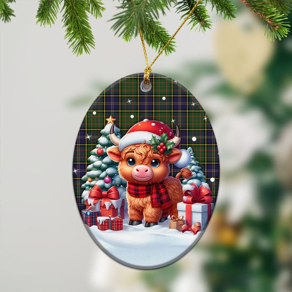 MacMillan Hunting Modern Tartan Christmas Ceramic Ornament - Highland Cow Winter Style Sale - Image 3