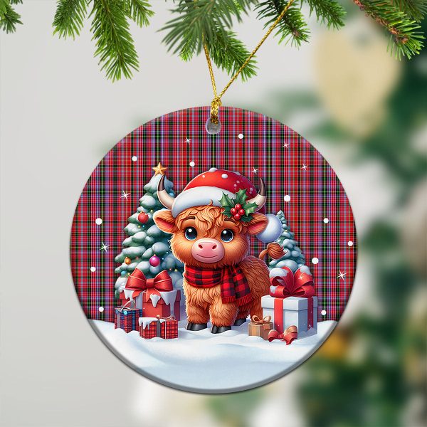 Udny Tartan Christmas Ceramic Ornament - Highland Cow Winter Style on Sale - Image 2