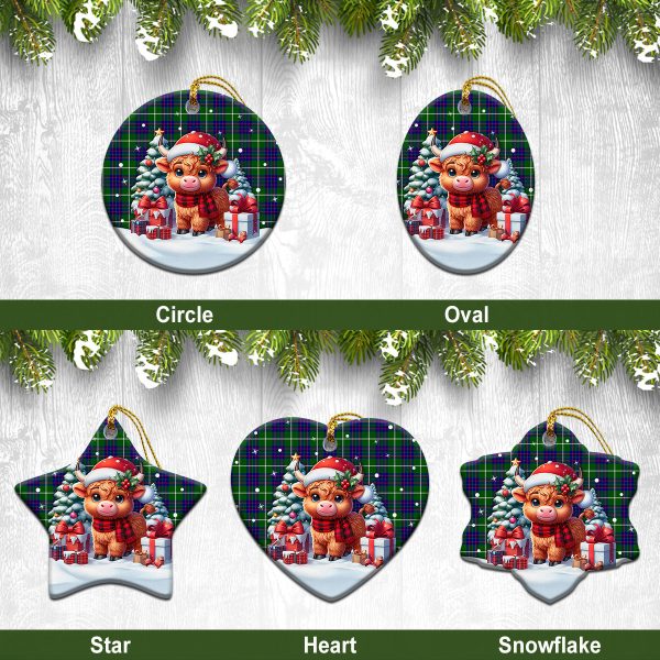 MacIntyre Hunting Modern Tartan Christmas Ceramic Ornament - Highland Cow Winter Style Online now