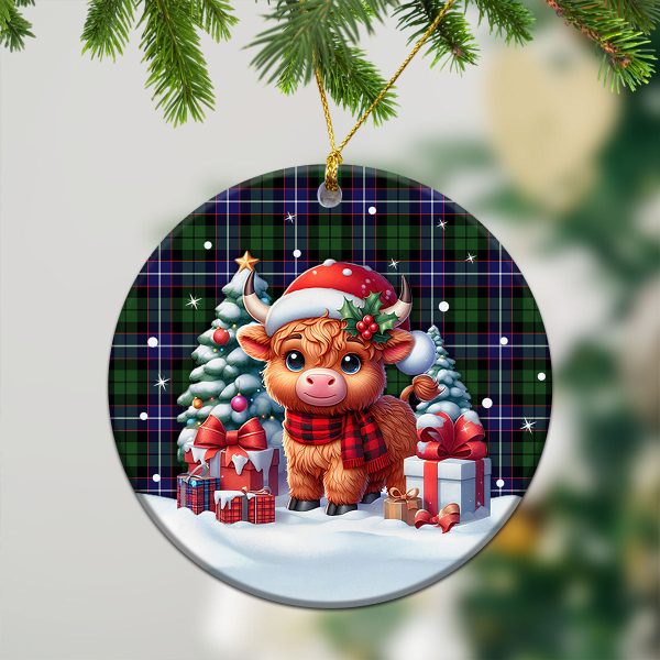 Galbraith Modern Tartan Christmas Ceramic Ornament - Highland Cow Winter Style Cheap - Image 2