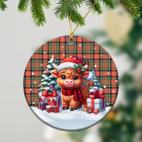 Stewart Royal Ancient Tartan Christmas Ceramic Ornament - Highland Cow Winter Style Sale - Image 2