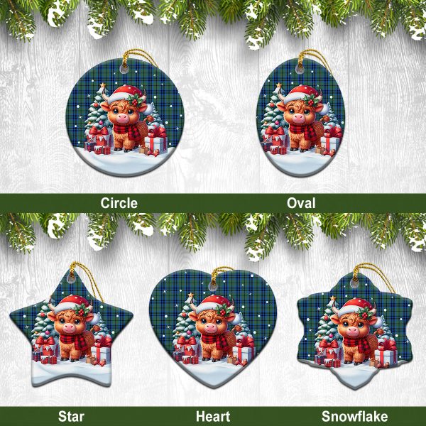 Marshall Tartan Christmas Ceramic Ornament - Highland Cow Winter Style For Discount