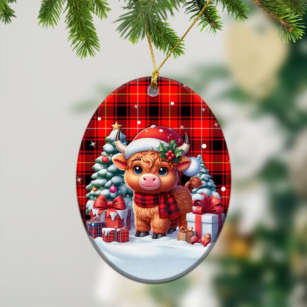 MacIver Modern Tartan Christmas Ceramic Ornament - Highland Cow Winter Style For Discount - Image 3