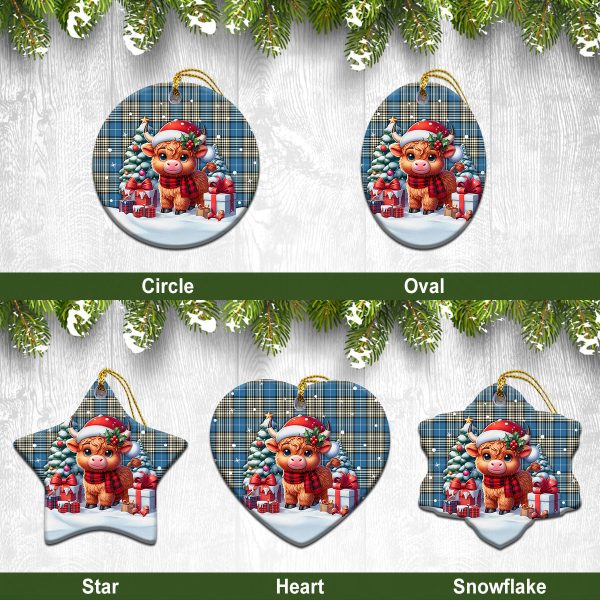 Napier Ancient Tartan Christmas Ceramic Ornament - Highland Cow Winter Style Online Hot Sale
