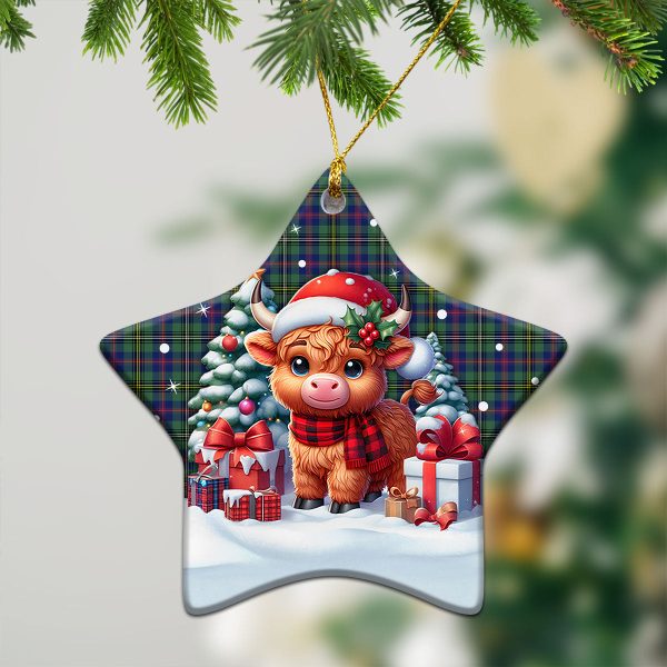 Wood Tartan Christmas Ceramic Ornament - Highland Cow Winter Style Online - Image 4