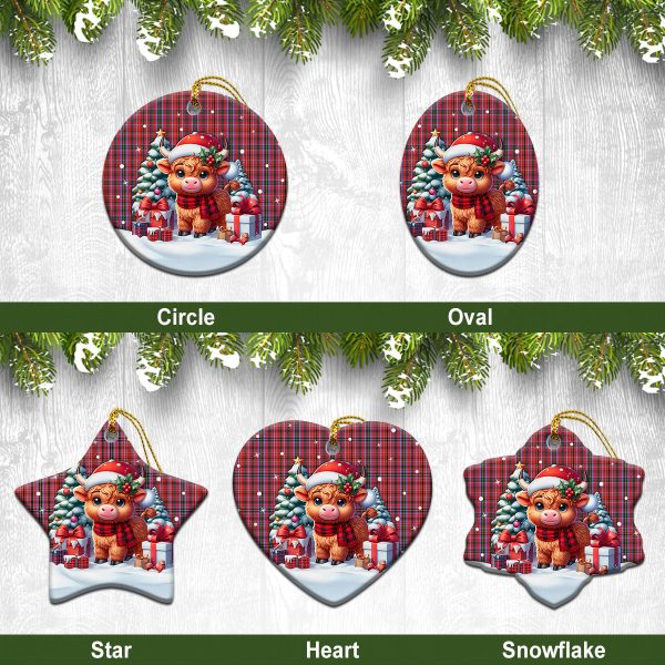Udny Tartan Christmas Ceramic Ornament - Highland Cow Winter Style on Sale