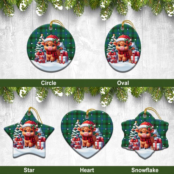 Henderson Ancient Tartan Christmas Ceramic Ornament - Highland Cow Winter Style on Sale