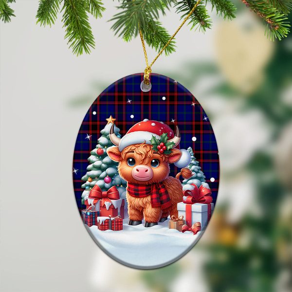 Home Modern Tartan Christmas Ceramic Ornament - Highland Cow Winter Style Sale - Image 3