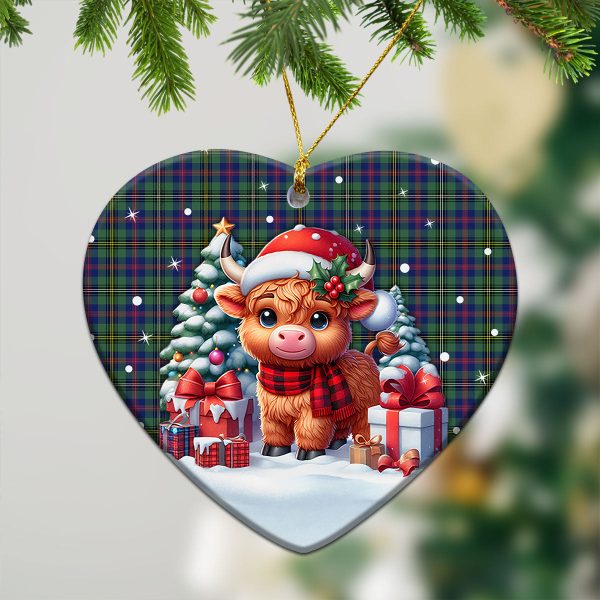 Wood Tartan Christmas Ceramic Ornament - Highland Cow Winter Style Online - Image 5