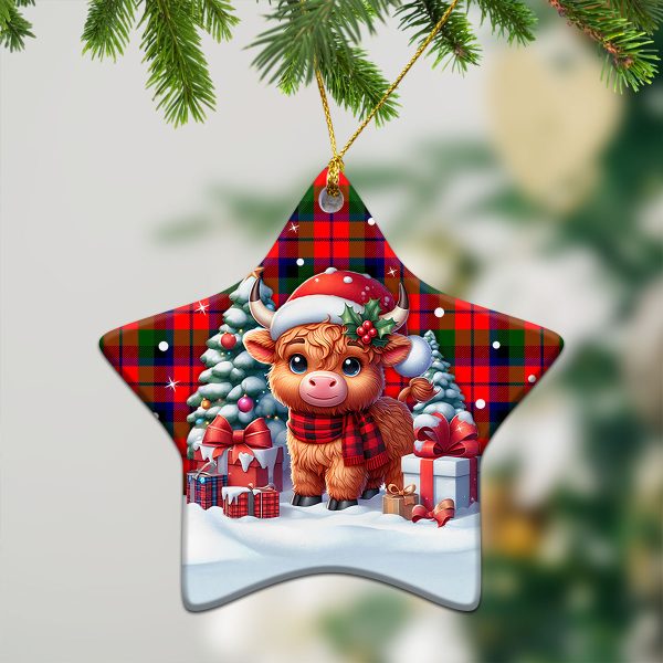 McNaughten Tartan Christmas Ceramic Ornament - Highland Cow Winter Style For Cheap - Image 4