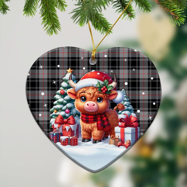 Moffat Modern Tartan Christmas Ceramic Ornament - Highland Cow Winter Style Fashion - Image 5