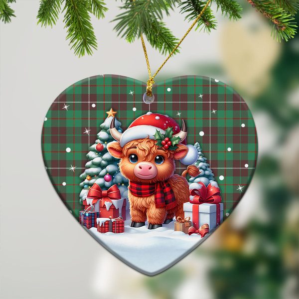 McKinnon Hunting Ancient Tartan Christmas Ceramic Ornament - Highland Cow Winter Style Hot on Sale - Image 5